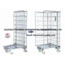 Supermaket Stackable Galvanized Steel Wire Rolling Cage Roll Container